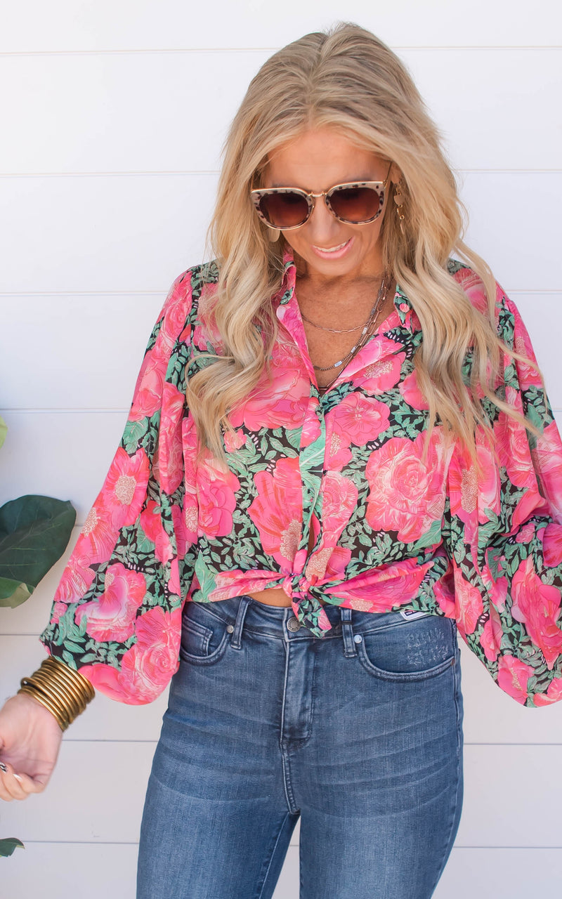 LONG SLEEVE FLORAL BLOUSE 