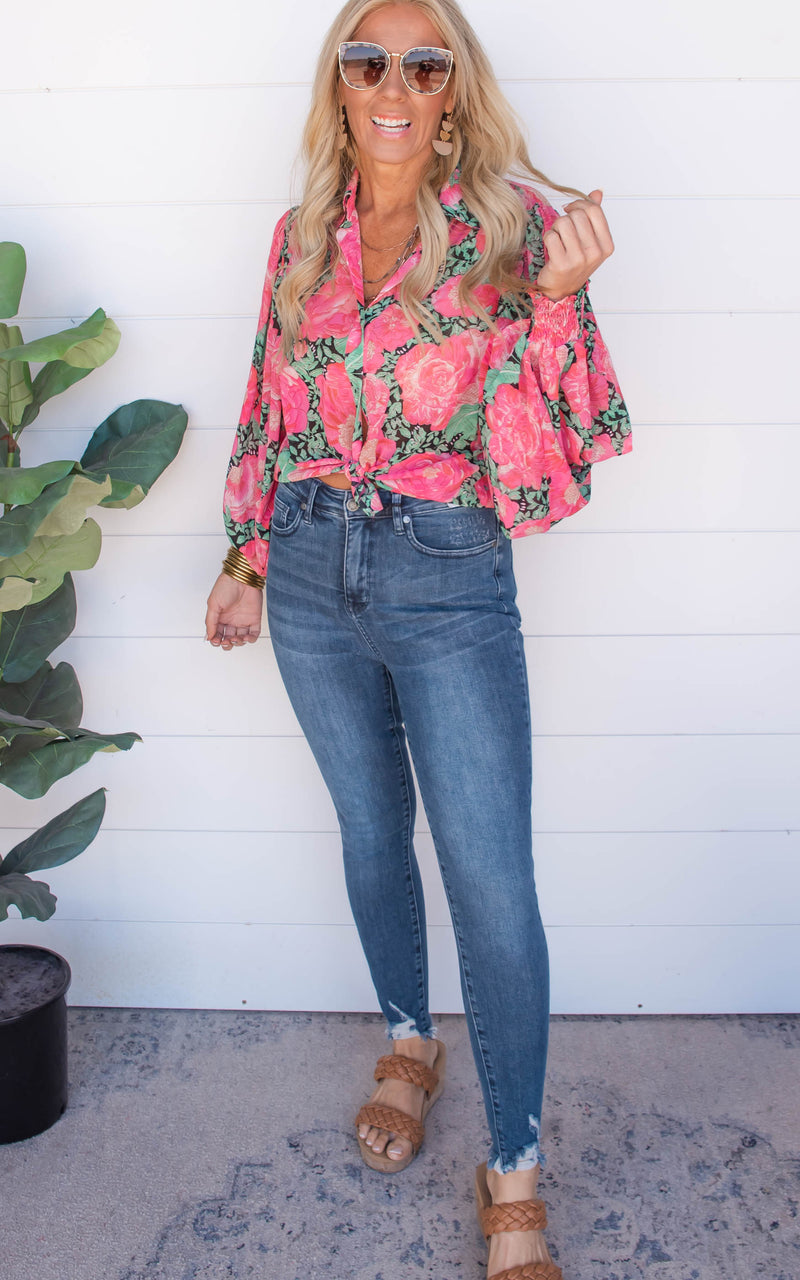PINK FLORAL BLOUSE 