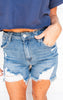 High Rise Mid Thigh Distressed Denim Shorts | Risen - Final Sale