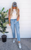 Mid Rise Cargo Straight Crop Denim Jeans