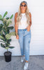 Mid Rise Cargo Straight Crop Denim Jeans