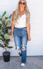 DISTRESSED LOOSE FIT STRAIGHT LEG JEANS - RISEN