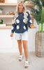 Navy Sequin Baseball French Terry Pullover