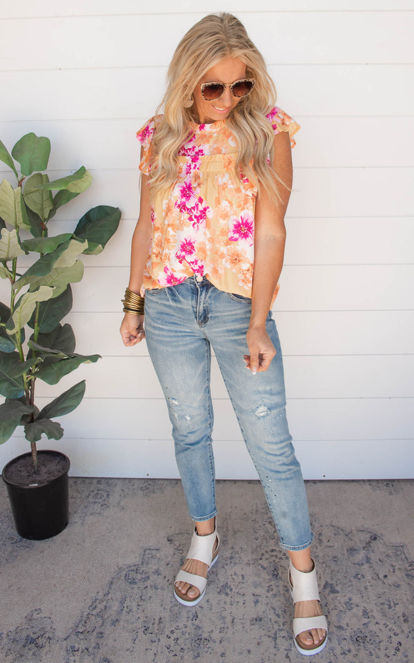 bright floral top 