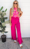 Textured Side Slit Wide Leg Pants - Final Sale