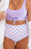 Leisure Reversible Midi Swim Bottoms | Lavender Love Check (BOTTOM ONLY)