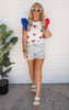 Ruffle Sleeve American Flag Pattern Top | FINAL SALE