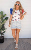 Ruffle Sleeve American Flag Pattern Top | FINAL SALE