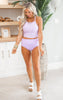 Sun Kissed High Rise Ribbed Swim Top | Lavender Love 