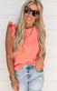 Coral Top with Ruffled Detailed Sleeves - Final Sale