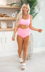 Seashell Twisted Back Swim Top | Pretty in Pink (TOP ONLY)