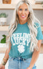 Green Feeling Lucky Garment Dyed Graphic T-shirt