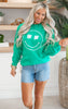 Four Leaf Smiley Face Green Crewneck Sweatshirt**