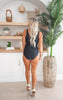 Palm Beach Black Wrap Front One Piece Swimsuit