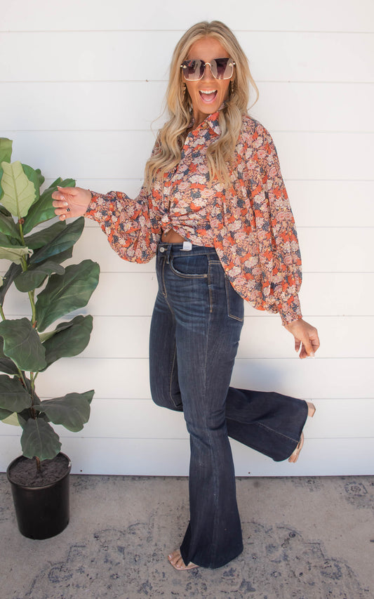 TERRACOTTA BUTTON DOWN BLOUSE 