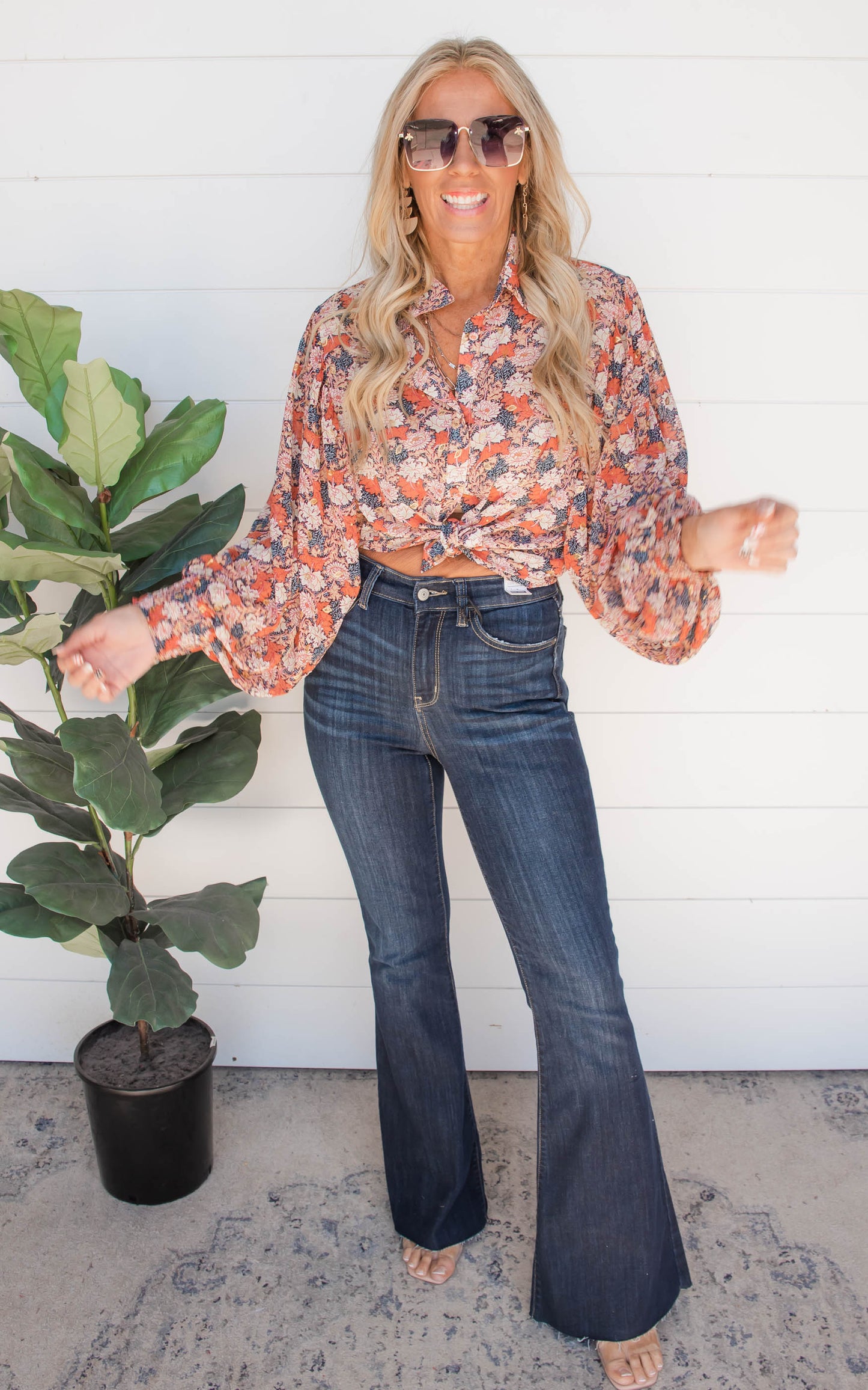 FLORAL BUTTON DOWN BLOUSE 