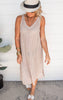 Sleeveless V Neck Semi Sheer Cover Up Knit Dress