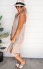 Sleeveless V Neck Semi Sheer Cover Up Knit Dress