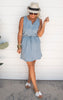 Sleeveless Henley Style French Terry Dress