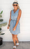 Sleeveless Henley Style French Terry Dress