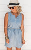 Sleeveless Henley Style French Terry Dress