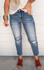 Midrise Distressed Boyfriend Denim Jeans- RISEN - Final Sale