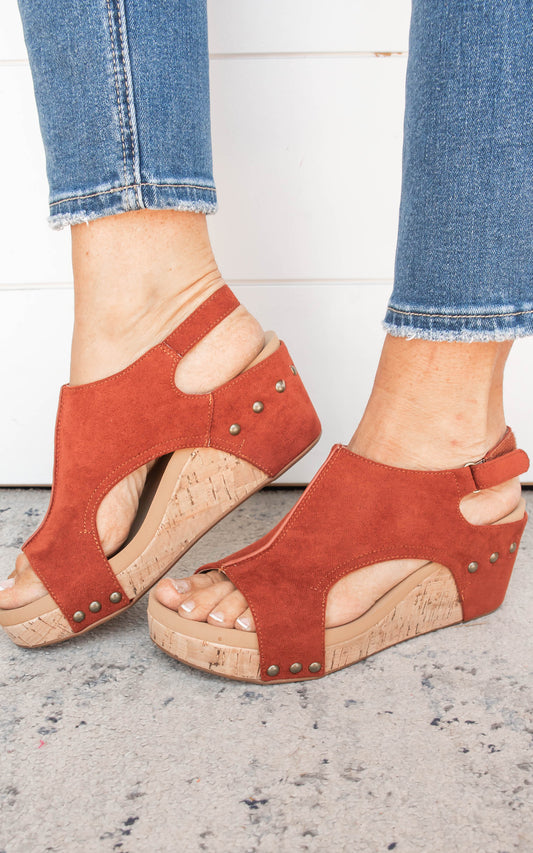 Carley Rust Suede Wedge