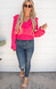 Hot Pink Long Sleeve V-Neck Top