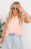 Sweet as Peaches Button Up Short Sleeve Top