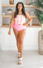 Sun Kissed High Rise Ribbed Swim Top |Sherbert Stripe (TOP ONLY)