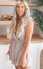 Woven Crinkle Draped Romper w/ Tie Open Back - Final Sale