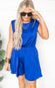 Less is More Tucked Shoulder Royal Dress