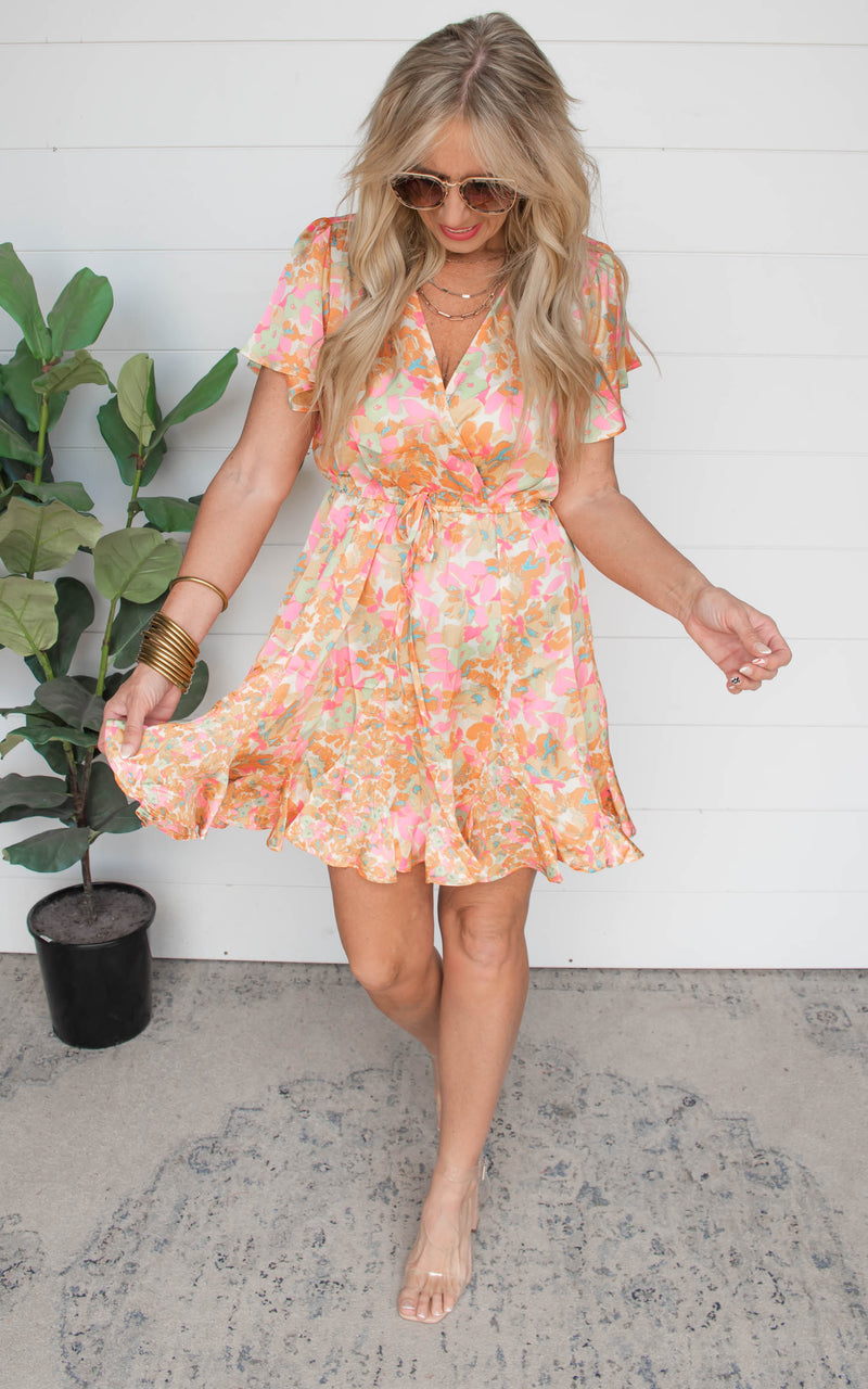 Happy Blooms Abstract Mini Dress