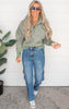 High Waist Cargo Denim Wide Leg Jeans 