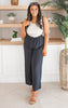 Woven Tie Back Suspender Jumpsuit w/ Pockets - Final Sale