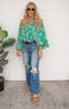 Blossoming With Joy Off The Shoulder Floral Blouse | Green | FINAL SALE