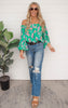 Blossoming With Joy Off The Shoulder Floral Blouse | Green | FINAL SALE