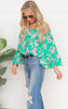 Blossoming With Joy Off The Shoulder Floral Blouse | Green | FINAL SALE