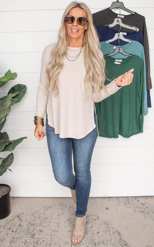 The Fall Favorite Melange Waffle Long Sleeve Top - Part 1