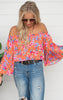 Blossoming With Joy Off The Shoulder Floral Blouse | Orange