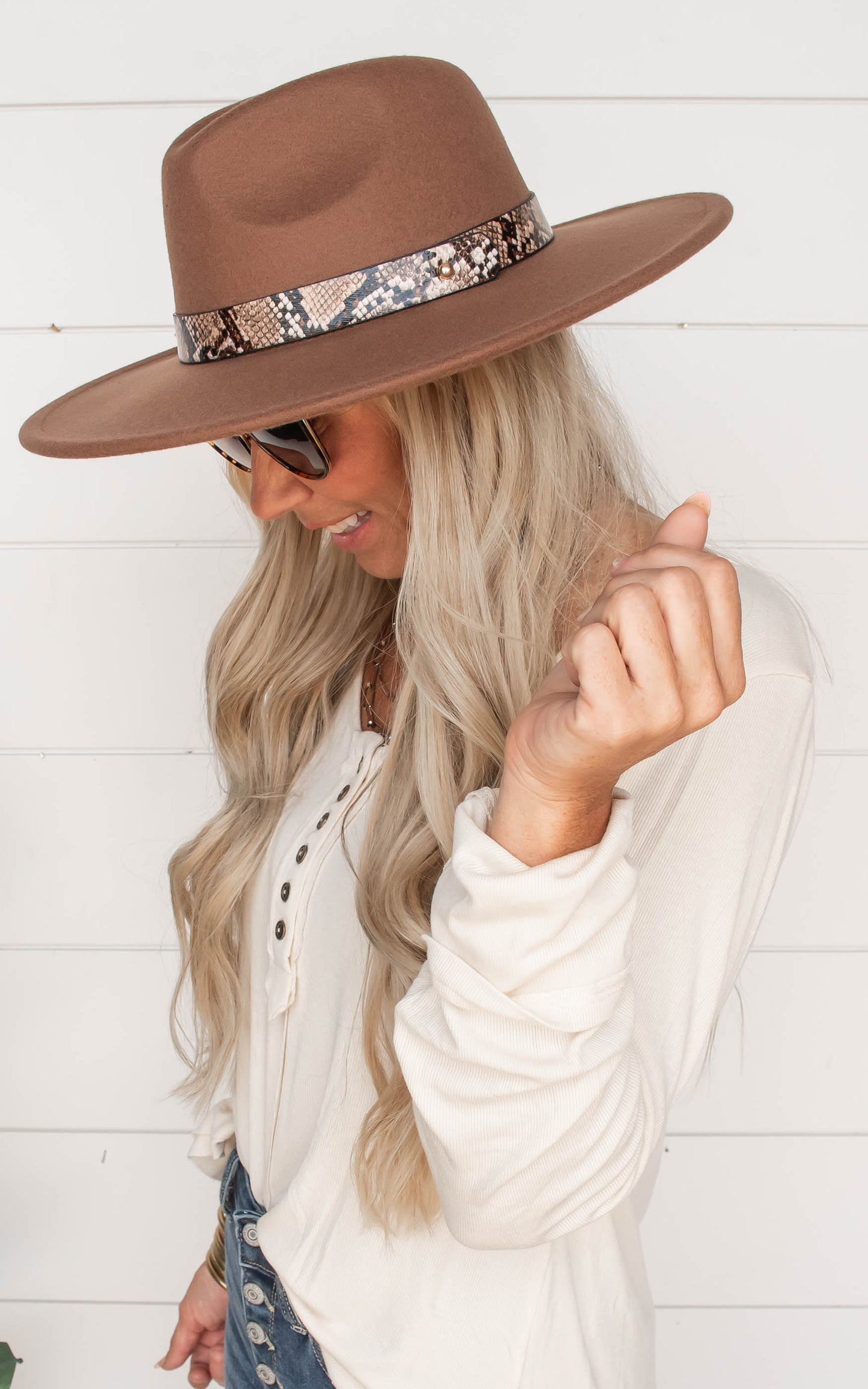 Snakeskin Print Fedora Hat