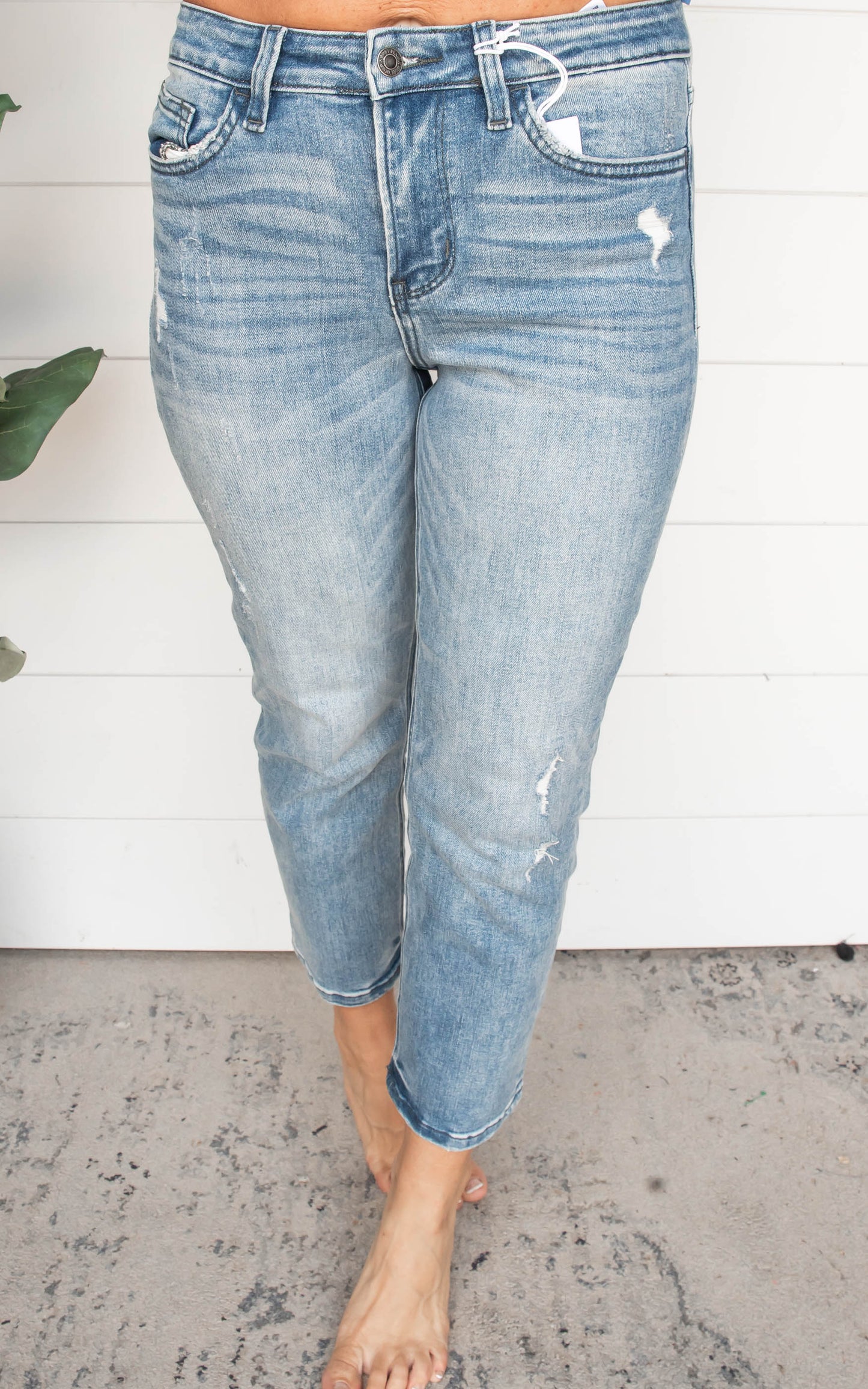 High Rise Slim Crop Straight Jeans - Vervet