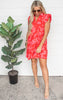 Red Floral Print Tiered Dress