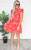 Red Floral Print Tiered Dress