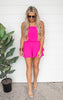 The Margot Fuchsia Strapless Double Layered Romper