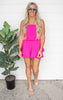 The Margot Fuchsia Strapless Double Layered Romper