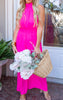 Hot Pink Wide Leg Woven Halter Jumpsuit - Final Sale