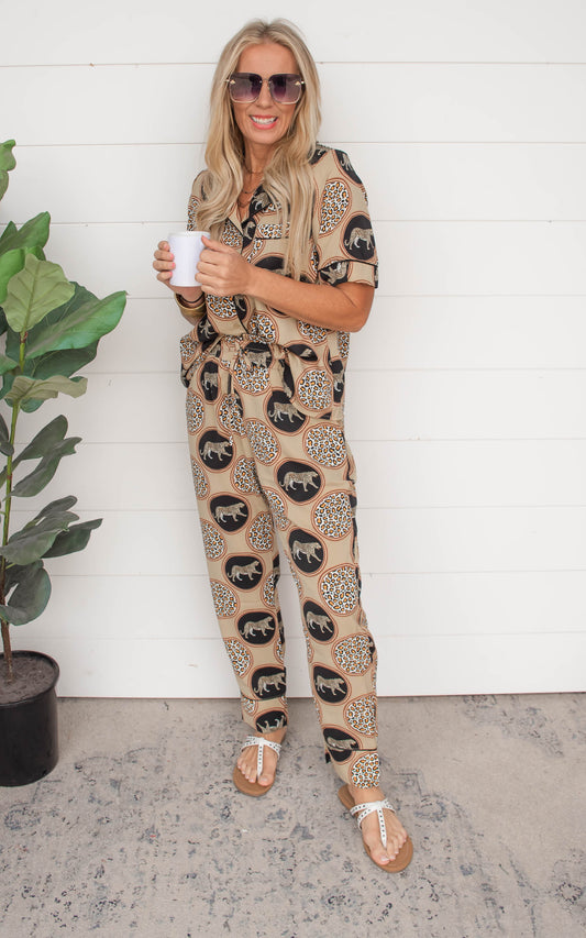 Satin Leopard Pajama Set