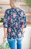 Navy Floral Dolman Sleeve Blouse Top - Final Sale