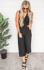 Surplice Sleeveless Black Crop Jumpsuit